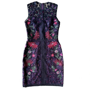 NWT Karen Millen US 4 Lace Mini Dress Leopard Floral Embroidery Sleeveless